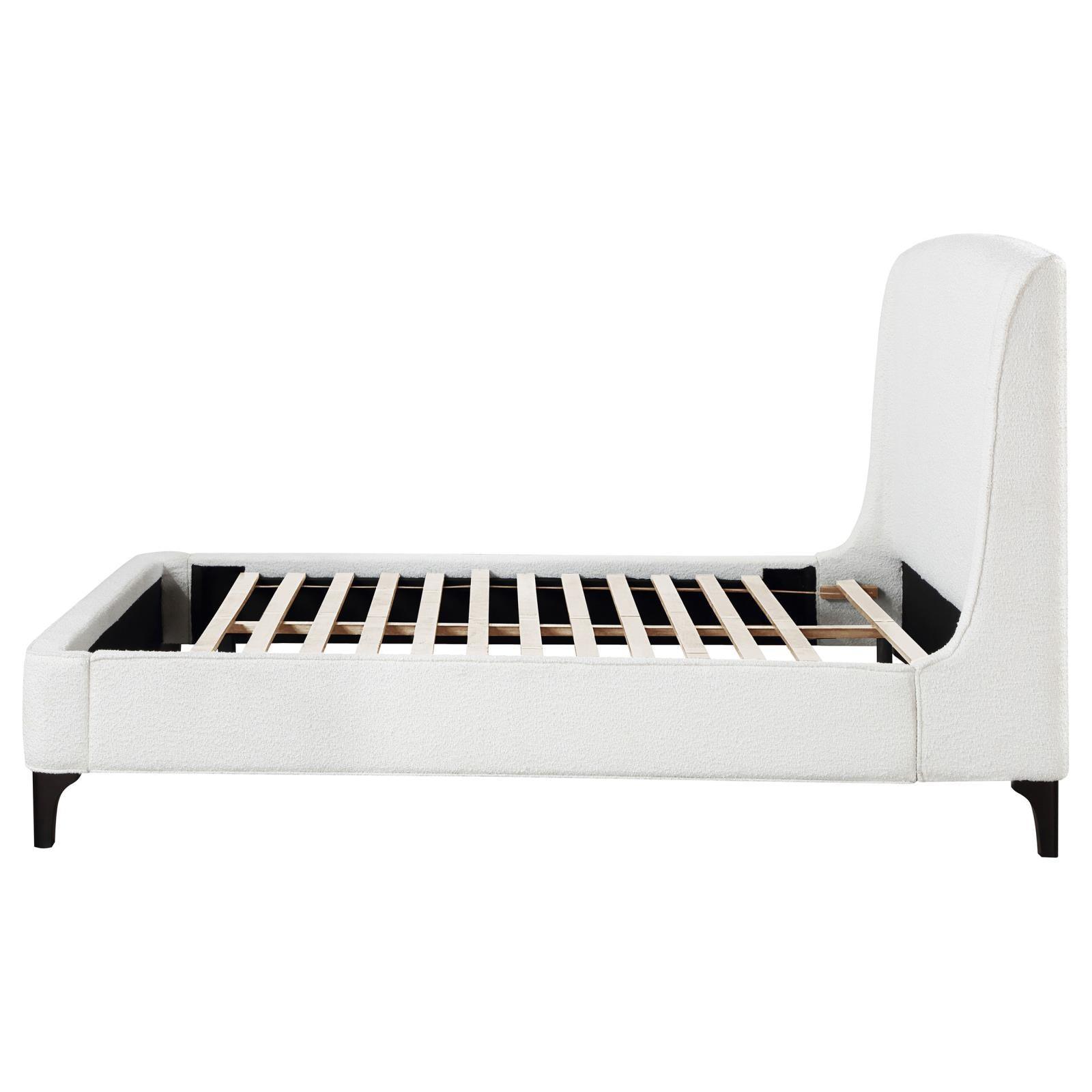 Mosby Upholstered Curved Headboard Queen Platform Bed White 306020Q - Ella Furniture