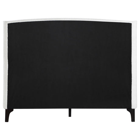 Mosby Upholstered Curved Headboard Queen Platform Bed White 306020Q - Ella Furniture