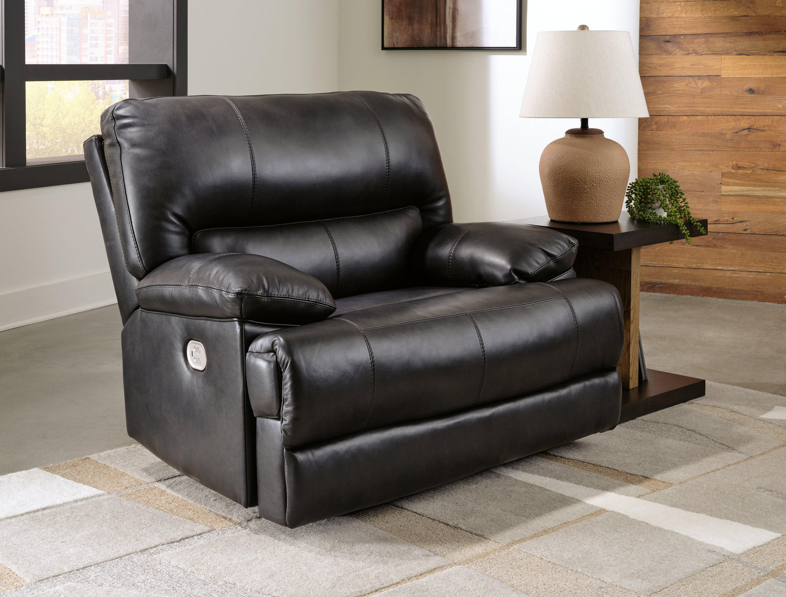 Mountainous Eclipse Leather Power Recliner - Ella Furniture