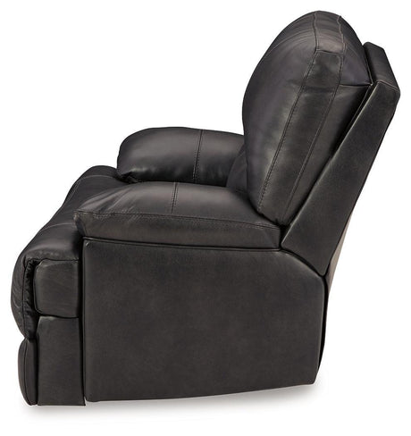 Mountainous Eclipse Leather Power Recliner - Ella Furniture