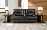 Mountainous Eclipse Leather Power Reclining Loveseat - Ella Furniture