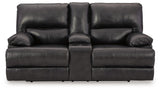 Mountainous Eclipse Leather Power Reclining Loveseat - Ella Furniture