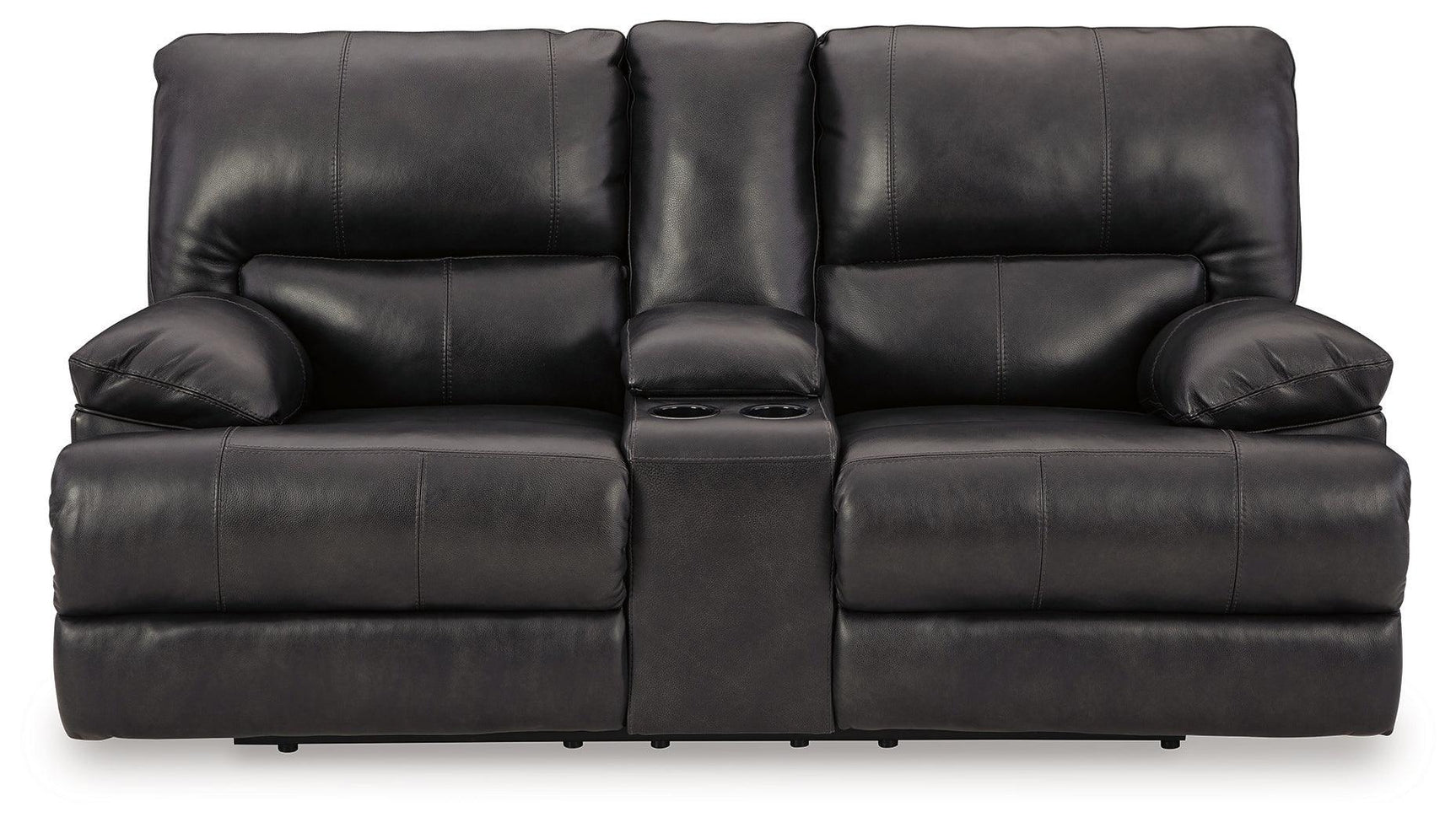 Mountainous Eclipse Leather Power Reclining Loveseat - Ella Furniture