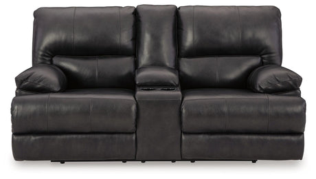 Mountainous Eclipse Leather Power Reclining Loveseat - Ella Furniture