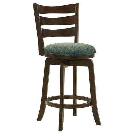 Murphy Ladder Back Counter Height Swivel Bar Stool Dark Cherry And Hunter Green 181378 - Ella Furniture