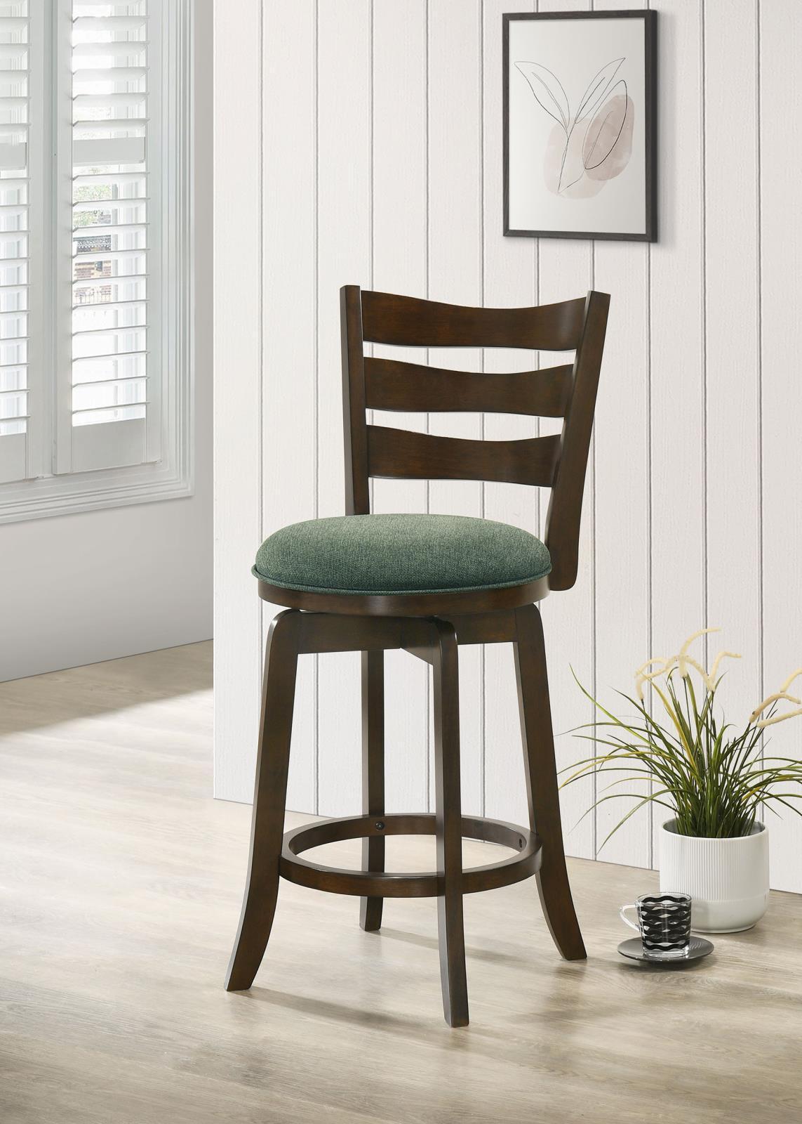 Murphy Ladder Back Counter Height Swivel Bar Stool Dark Cherry And Hunter Green 181378 - Ella Furniture