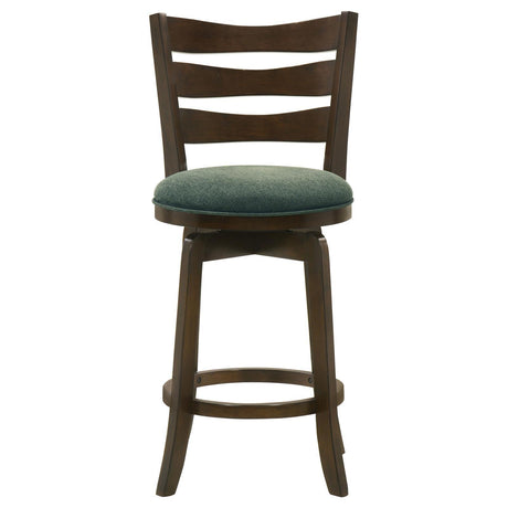 Murphy Ladder Back Counter Height Swivel Bar Stool Dark Cherry And Hunter Green 181378 - Ella Furniture