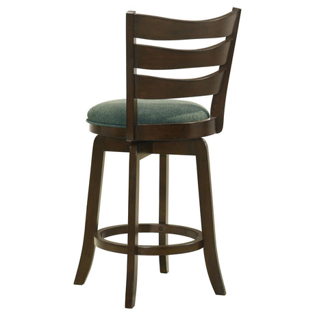 Murphy Ladder Back Counter Height Swivel Bar Stool Dark Cherry And Hunter Green 181378 - Ella Furniture