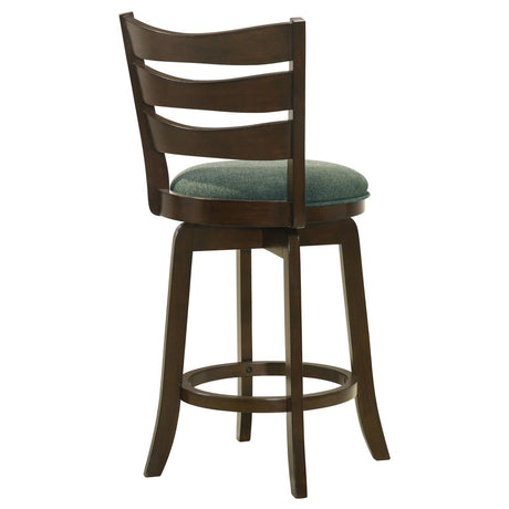 Murphy Ladder Back Counter Height Swivel Bar Stool Dark Cherry And Hunter Green 181378 - Ella Furniture