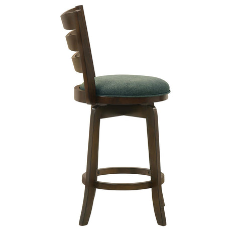 Murphy Ladder Back Counter Height Swivel Bar Stool Dark Cherry And Hunter Green 181378 - Ella Furniture