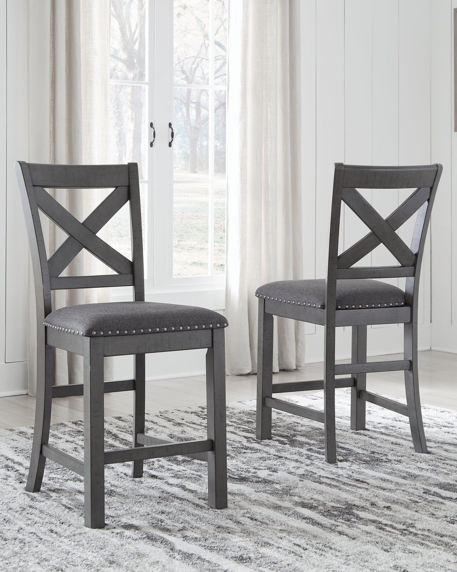 Myshanna Gray 2-Piece Bar Stool - Ella Furniture