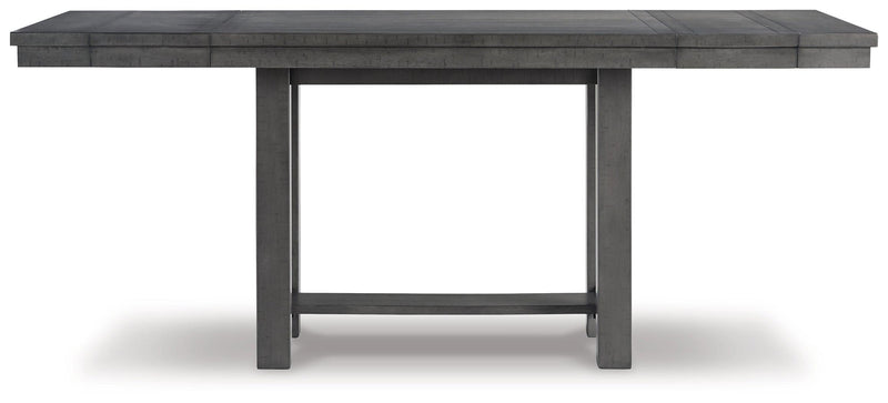 Myshanna Gray Counter Height Dining Table And 4 Barstools And Bench With Storage - Ella Furniture