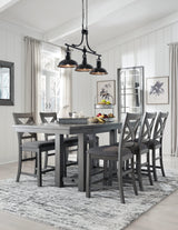 Myshanna Gray Counter Height Dining Table And 6 Barstools - Ella Furniture