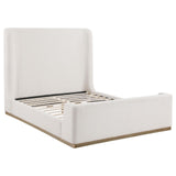 Nala Upholstered Eastern King Wingback Platform Sleigh Bed Cream 302046Ke - Ella Furniture