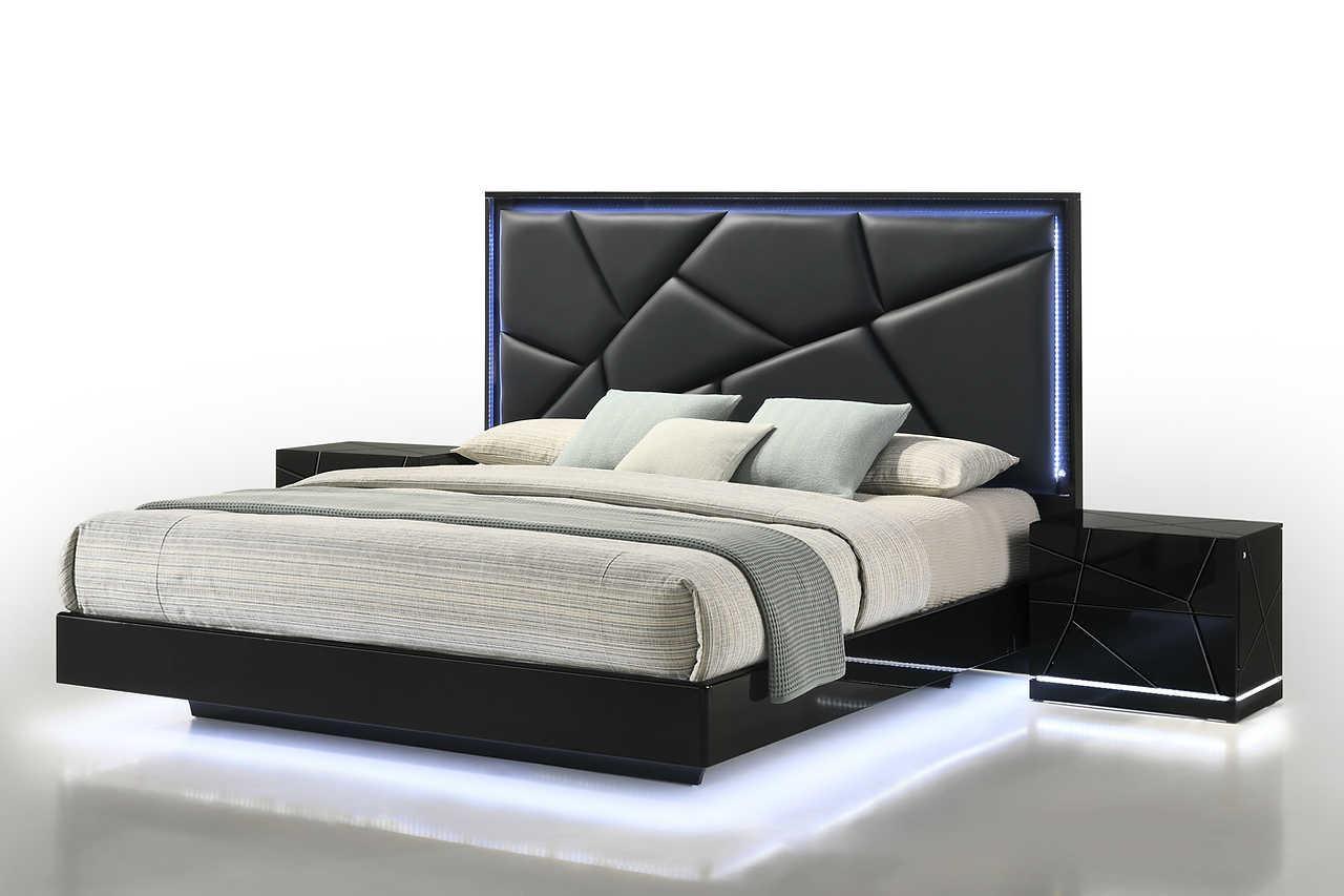Naomi Black LED Nightstand - Ella Furniture