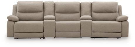 Narwhal Place Pebble Faux Leather 5-Piece Power Reclining Sectional view 3