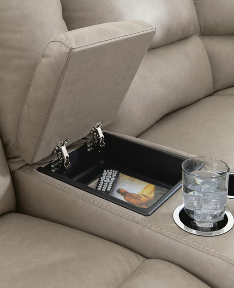 Narwhal Place Pebble Faux Leather 5-Piece Power Reclining Sectional detail view