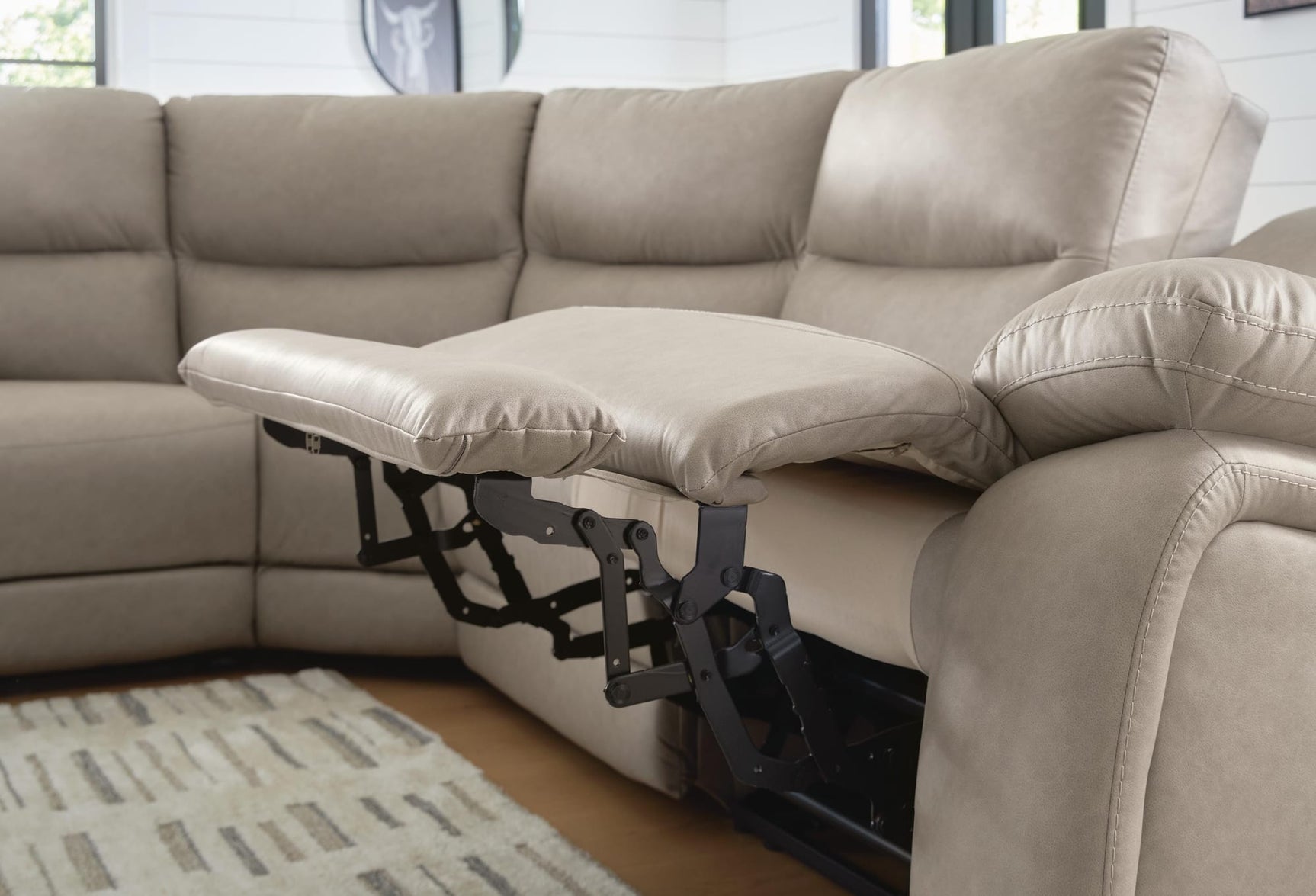Narwhal Place Pebble Faux Leather 7-Piece Reclining Sectional with Storage Consoles view 2