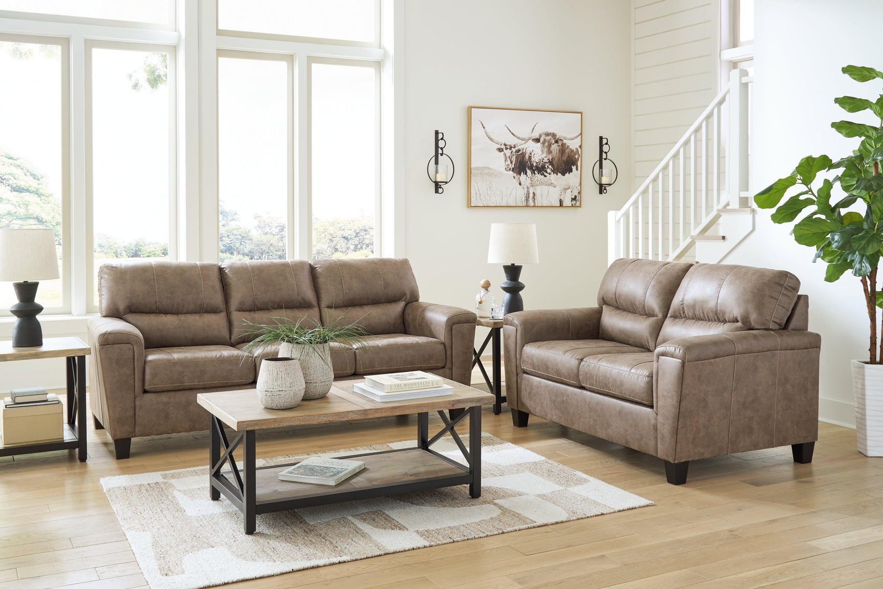 Navi Fossil Sofa And Loveseat - Ella Furniture