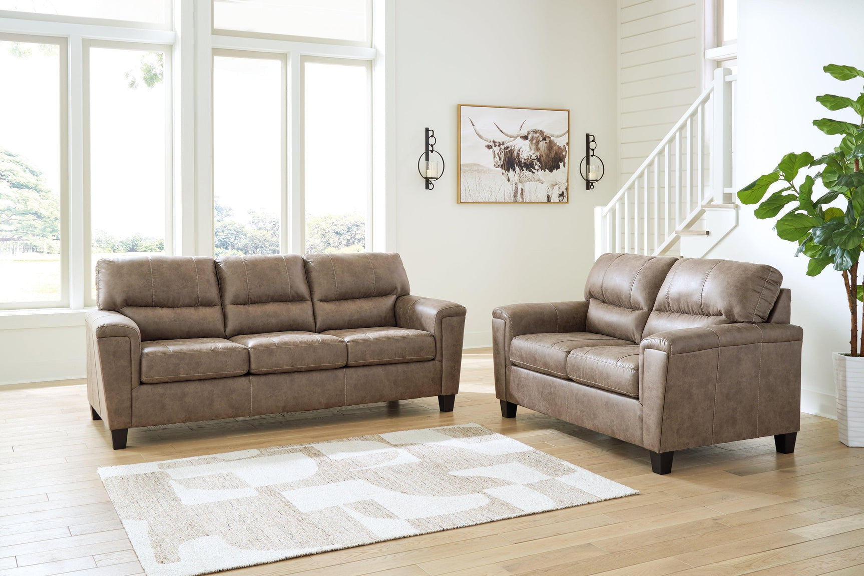 Navi Fossil Sofa And Loveseat - Ella Furniture