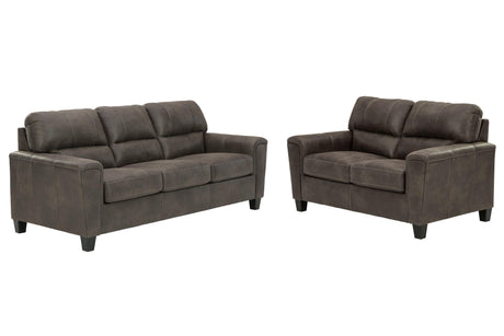Navi Smoke Sofa And Loveseat - Ella Furniture