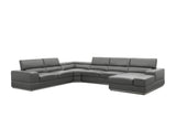Nella Dark Grey U-Shaped Italian Leather Match Sectional Sofa 4-Piece Set view 2
