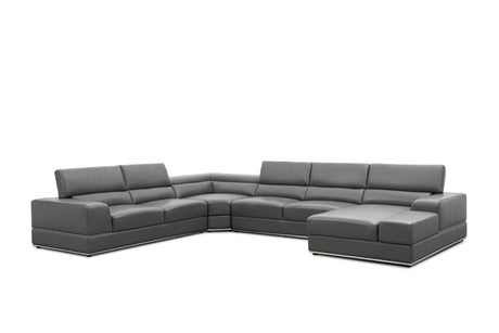 Nella Dark Grey U-Shaped Italian Leather Match Sectional Sofa 4-Piece Set view 2