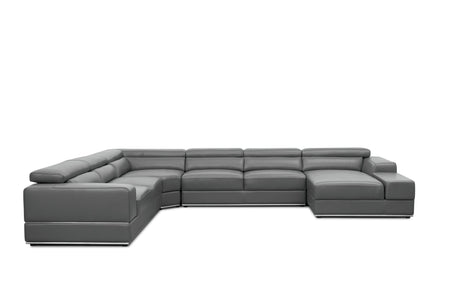 Nella Dark Grey U-Shaped Italian Leather Match Sectional Sofa 4-Piece Set view 4