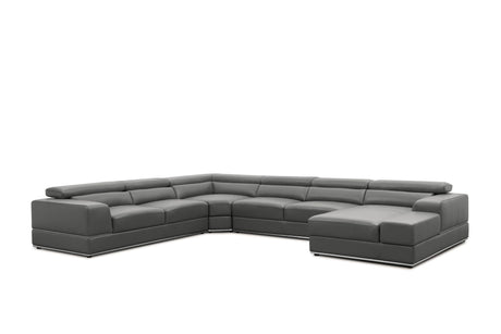 Nella Dark Grey U-Shaped Italian Leather Match Sectional Sofa 4-Piece Set view 5