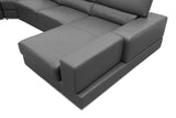 Nella Dark Grey U-Shaped Italian Leather Match Sectional Sofa 4-Piece Set view 8