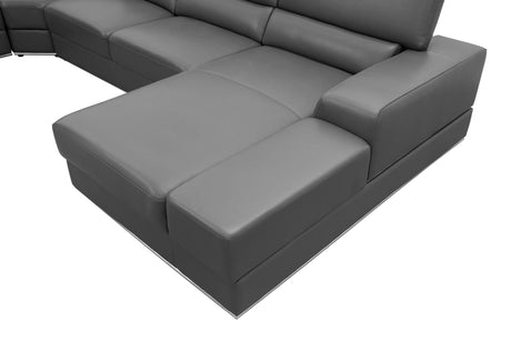 Nella Dark Grey U-Shaped Italian Leather Match Sectional Sofa 4-Piece Set view 9