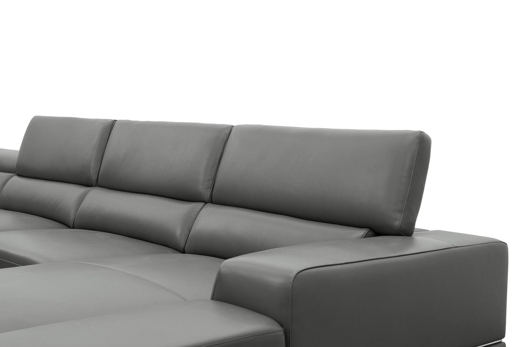 Nella Dark Grey U-Shaped Italian Leather Match Sectional Sofa 4-Piece Set view 11
