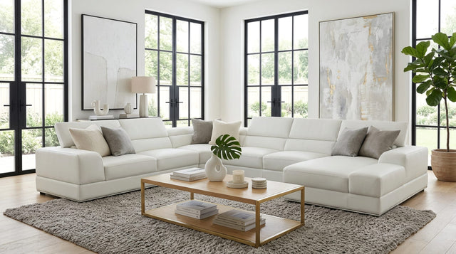Nella White U-Shaped Italian Leather Match Sectional Sofa 4-Piece Set from Ella Furniture