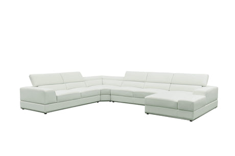 Nella White U-Shaped Italian Leather Match Sectional Sofa 4-Piece Set view 2