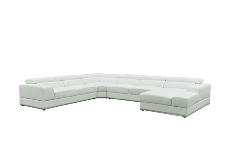 Nella White U-Shaped Italian Leather Match Sectional Sofa 4-Piece Set view 5