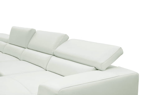 Nella White U-Shaped Italian Leather Match Sectional Sofa 4-Piece Set view 7