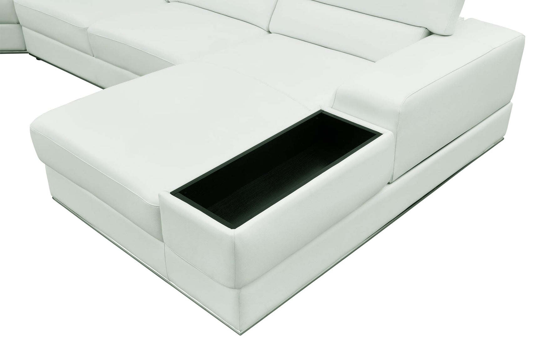 Nella White U-Shaped Italian Leather Match Sectional Sofa 4-Piece Set view 11