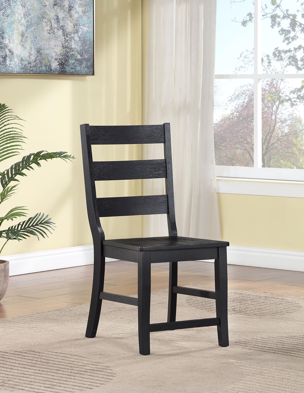 Newport Ladder Back Dining Side Chair Black (Set Of 2) 108142 [ETA: 4/1/2024] - Ella Furniture