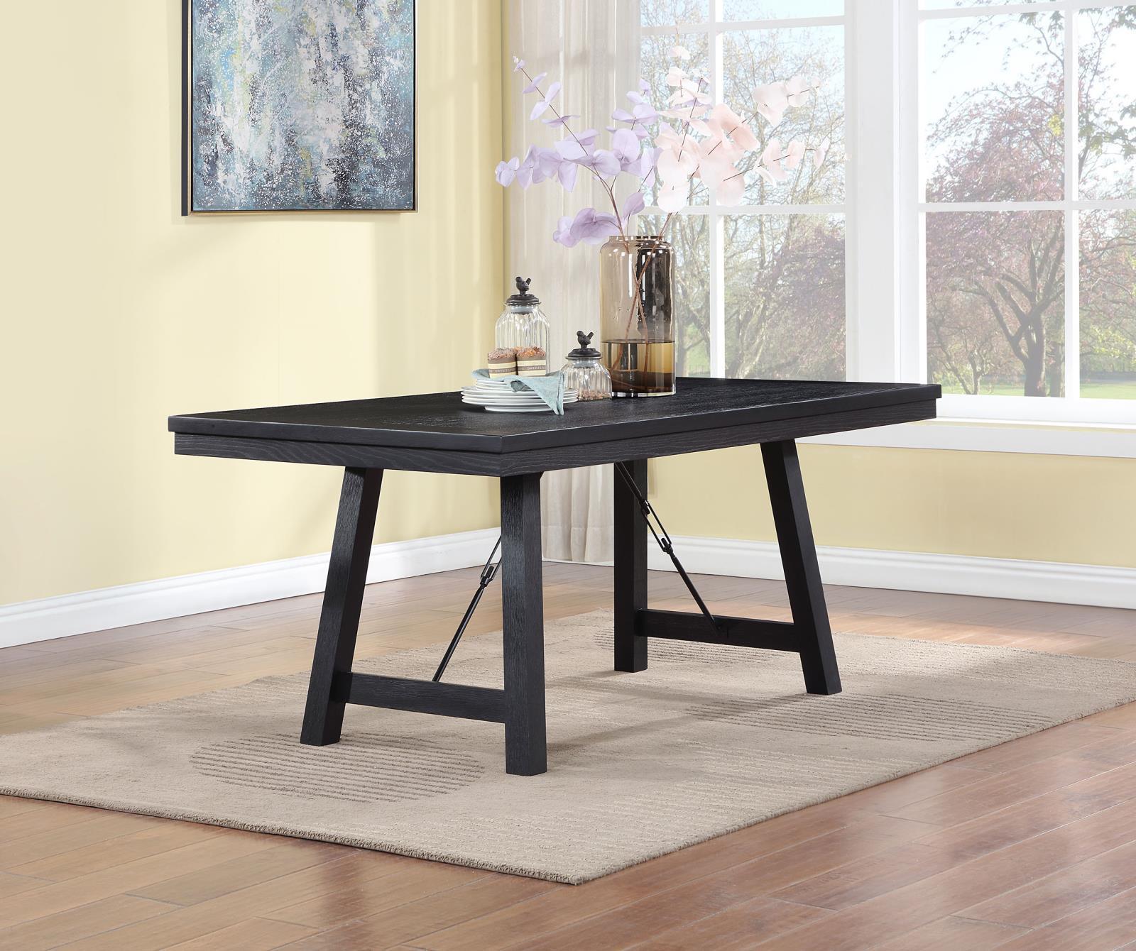 Newport Rectangular Trestle Dining Table Black 108141 [ETA: 4/1/2024] - Ella Furniture