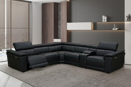 Newyork Black - Leather Power Reclining Sectional - Ella Furniture