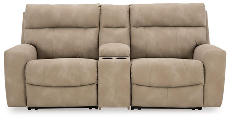 Next-Gen DuraPella Sand 3-Piece Power Reclining Sectional Loveseat with Console - Ella Furniture