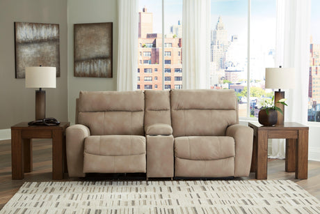 Next-Gen DuraPella Sand 3-Piece Power Reclining Sectional Loveseat with Console - Ella Furniture