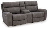 Next-Gen DuraPella Slate 3-Piece Power Reclining Sectional Loveseat with Console - Ella Furniture