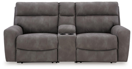 Next-Gen DuraPella Slate 3-Piece Power Reclining Sectional Loveseat with Console - Ella Furniture