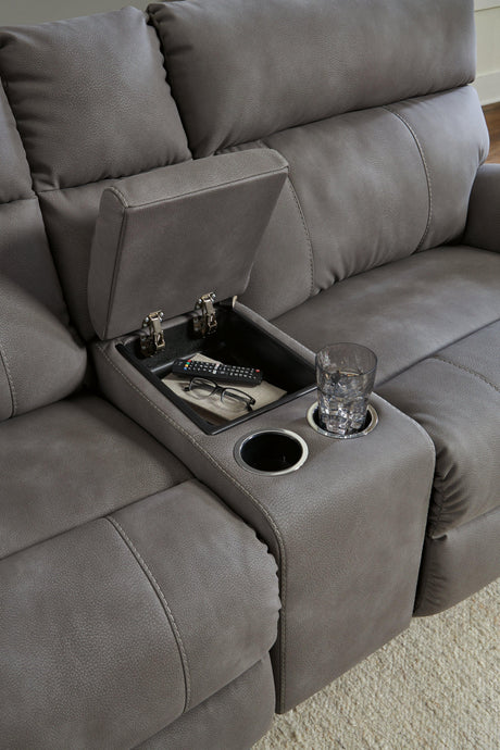 Next-Gen DuraPella Slate 3-Piece Power Reclining Sectional Loveseat with Console - Ella Furniture