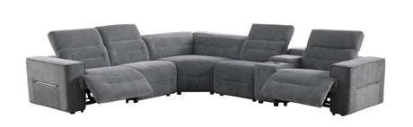 Nexus Dark Grey Fabric Power Reclining 6-Piece Sectional view 2