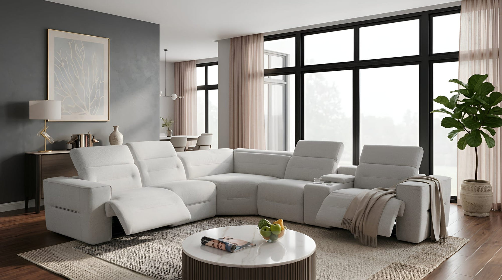 Nexus Light Grey Fabric Power Reclining 6-Piece Sectional from Ella Furniture