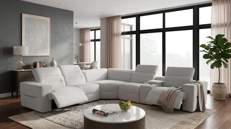 Nexus Light Grey Fabric Power Reclining 6-Piece Sectional from Ella Furniture