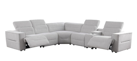Nexus Light Grey Fabric Power Reclining 6-Piece Sectional view 2