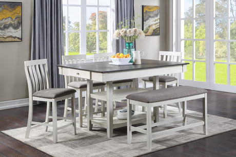 Nina Chalk-Gray Modern Traditional Wood Rectangular Counter Height Dining Room Set - Ella Furniture